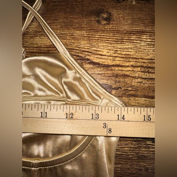 Free People Top Womens Medium Latte Casino Royal Brami Crop Smocked Back Y2K NEW - Picture 9 of 11